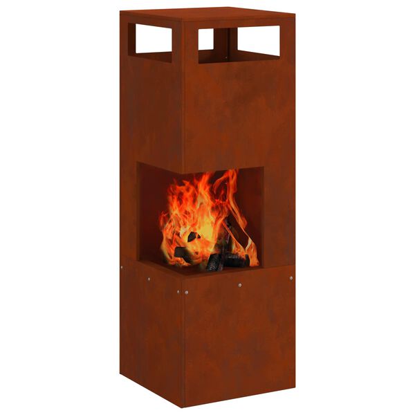 vidaXL Fire Pit Castanho 35 x 35 x 100 cm A&ccedil;o