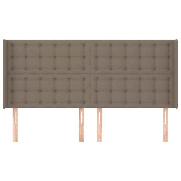 vidaXL Cabeceira cama abas tecido 203x16x118/128 cm cinza-acastanhado