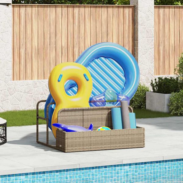 vidaXL Armazenamento de bóias junto à piscina 110x100x57 cm vime PE