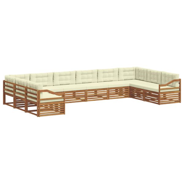 vidaXL Conjuntos de sof&aacute;s com almofada 10 pcs Natural e Creme