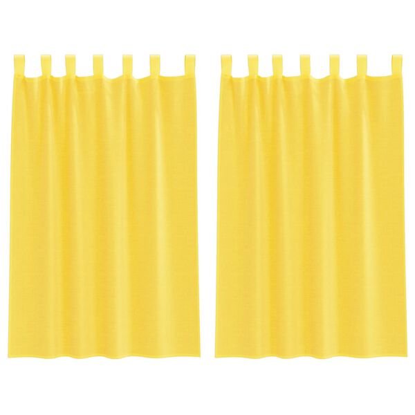 vidaXL Cortinas de voile com la&ccedil;os 2 pcs amarelo 140x175 cm