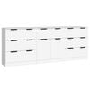 VidaXL 3 pcs aparadores derivados de madeira branco