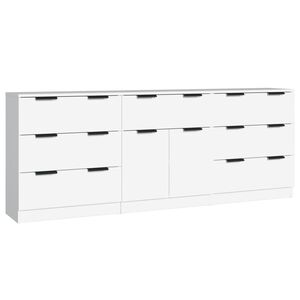 VidaXL 3 pcs aparadores derivados de madeira branco