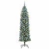 vidaXL &Aacute;rvore Slim de Natal Artificial Verde e Branco 210 cm