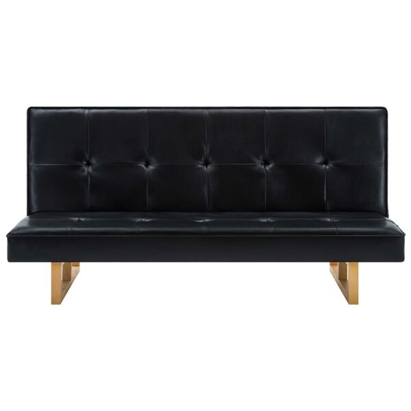 vidaXL Sofá-cama em couro artificial preto