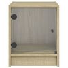 vidaXL Mesa cabeceira c/ portas vidro 2 pcs 35x37x42cm carvalho sonoma