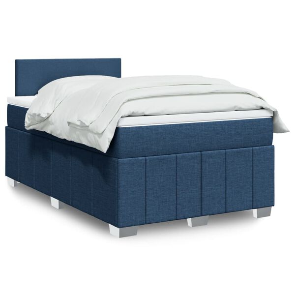 vidaXL Cama boxspring com colch&atilde;o 120x190 cm tecido azul