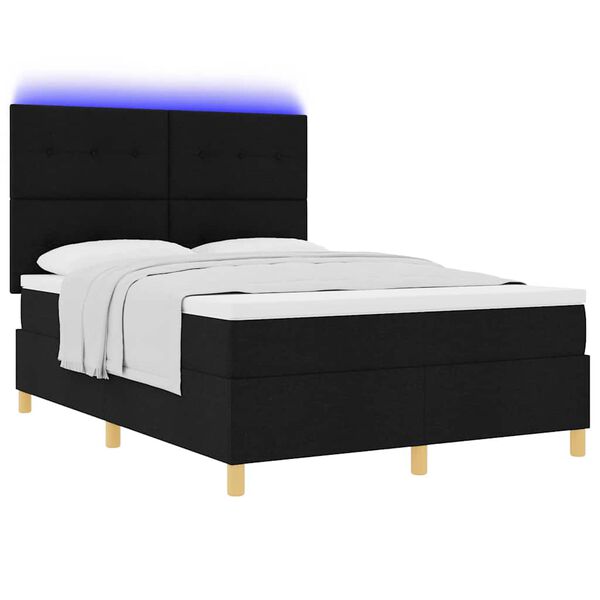 vidaXL Cama Box Spring LED com colch&atilde;o Preto 160 x 200 cm tecido