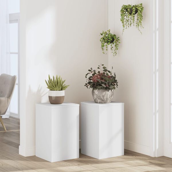 vidaXL Suportes p/ plantas 2 pcs 30x30x50 cm derivados madeira branco