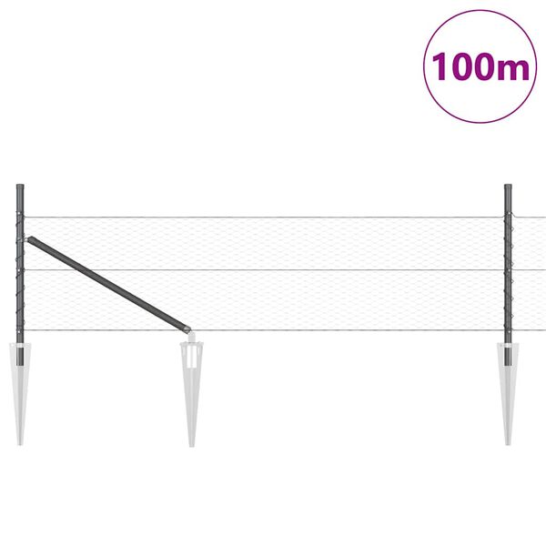 vidaXL Cerca com Postes Cinzeto 0.8 x 100 m A&ccedil;o revestido de PVC