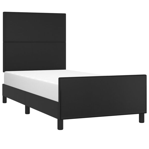 vidaXL Estrutura de cama c/ cabeceira 90x190 cm couro artificial preto