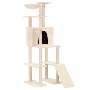 vidaXL &Aacute;rvore para gatos c/ postes arranhadores sisal 166 cm cor creme