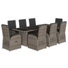 vidaXL 9 pcs conjunto de jantar p/ jardim c/ almofad&otilde;es vime PE cinza