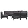 vidaXL 8 pcs conjunto lounge jardim c/ almofad&otilde;es pinho maci&ccedil;o preto