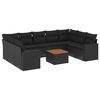vidaXL 10 pcs conjunto sofás de jardim c/ almofadões vime PE preto
