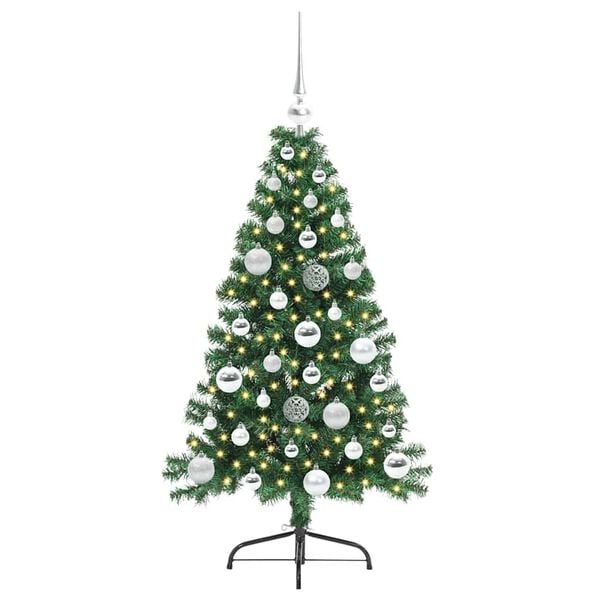 vidaXL &Aacute;rvore de Natal Artificial Pr&eacute;-iluminada Verde 120 cm PVC