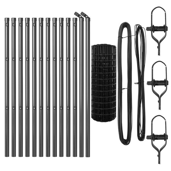 vidaXL Cerca com Poste Cinzeto 0,6 x 25 m A&ccedil;o e PVC