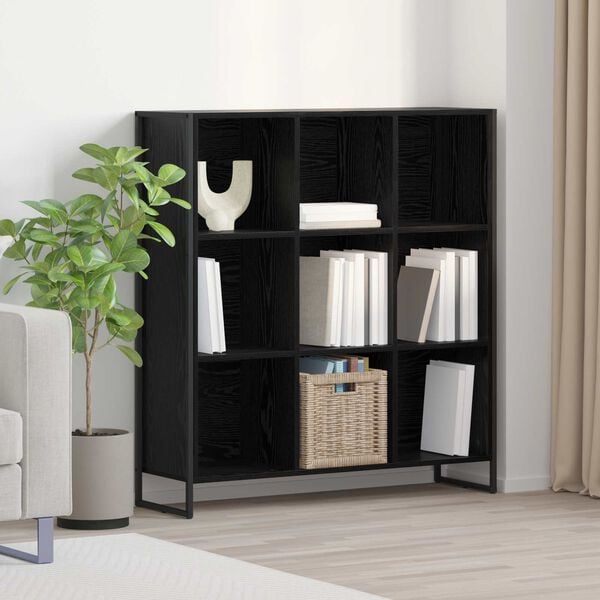 vidaXL Gabinete de Livros Carvalho Preto 99,5 x 30 x 108,5 cm