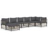 vidaXL 7 pcs conjunto lounge de jardim c/ almofad&otilde;es vime PE antracite