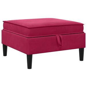 vidaXL Puff com Armazenamento Vinho Vermelho Veludo