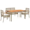 vidaXL 4 pcs conjunto de jantar p/ jardim c/ almofad&otilde;es vime PE bege
