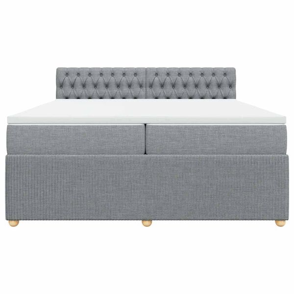 vidaXL Cama com molas/colch&atilde;o 200x200 cm tecido cinza-claro