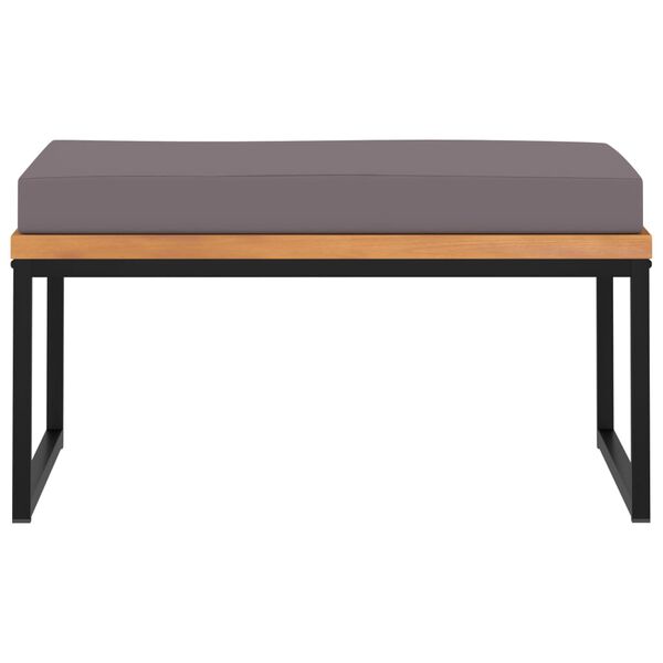 vidaXL Apoio de pés c/ almofadão acácia maciça 66x66x36cm cinzento