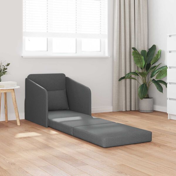 vidaXL Sof&aacute;-Cama Cinza Escuro 65 x 80 x 83 cm tecido