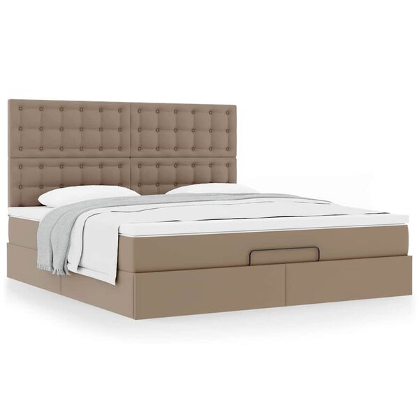 vidaXL Estrutura de cama otomana com colch&atilde;o cappucino 160x200 cm
