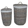 vidaXL Cesta de roupa com tampa 2 pcs Cinza Kubu Rattan Kubu