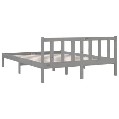 vidaXL Estrutura de cama casal 135x190 cm pinho maciço cinza