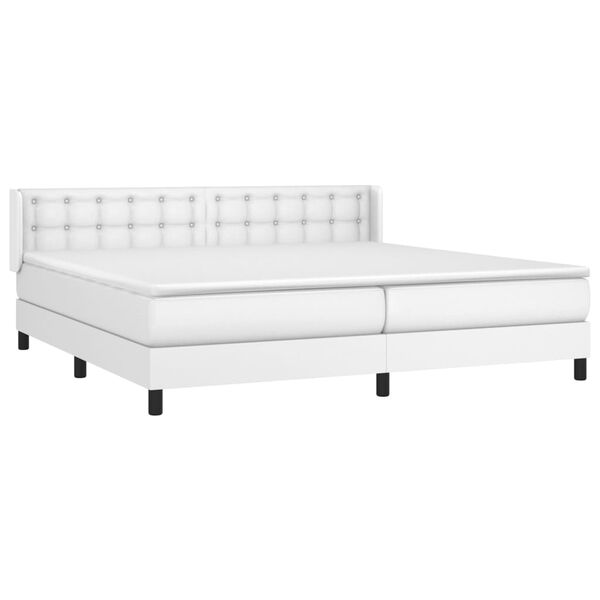 vidaXL Cama com molas/colchão 200x200 cm couro artificial branco