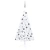 vidaXL Meia &aacute;rvore Natal artificial pr&eacute;-iluminada c/ bolas branco