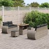 vidaXL Conjunto de Sof&aacute; de Jardim com almofada 8 pcs Cinzeto vime PE