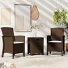 vidaXL 3 pcs conjunto lounge jardim com almofad&otilde;es vime PP castanho