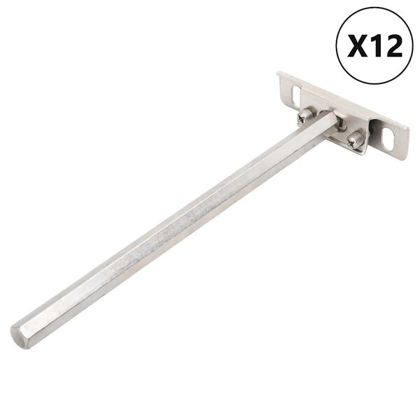 vidaXL Suportes de prateleira flutuantes 12pcs invis&iacute;vel &Oslash;12x200 mm