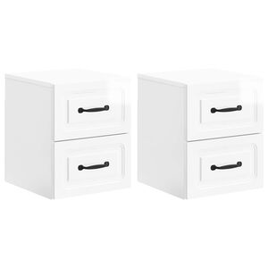 vidaXL Gabinete de Canto Montado na Parede 2 pcs Branco Brilhante