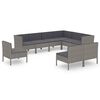 vidaXL 9 pcs conjunto lounge de jardim c/ almofad&otilde;es vime PE cinzento