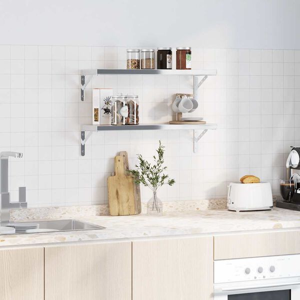 vidaXL Suportes prateleira 4pcs 23,5x2,5x15,5 cm a&ccedil;o inoxid&aacute;vel prata