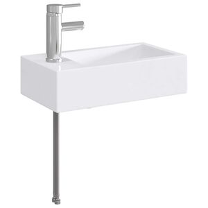vidaXL Pia de banheiro com torneira e dreno Cromo 45,5 x 25,5 x 13 cm