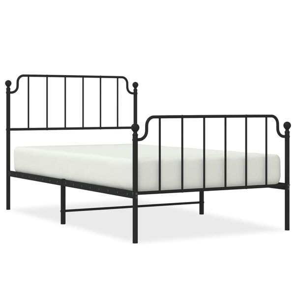 vidaXL Estrutura de cama com cabeceira e pés 107x203 cm metal preto