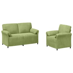 vidaXL Conjunto de Sof&aacute;s 2 unid. Verde Claro Veludo