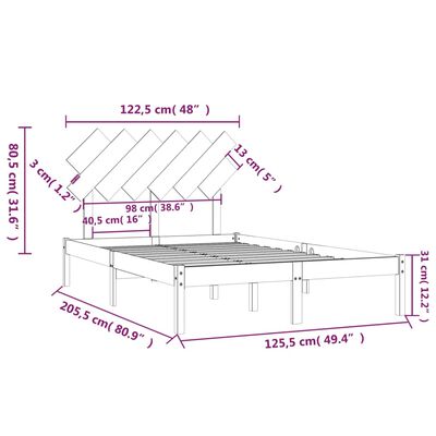 vidaXL Estrutura de cama 120x200 cm madeira maciça cinzento
