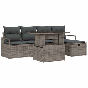 vidaXL Conjunto de Sof&aacute; de Jardim 6 pcs Cinzeto Rattan Sint&eacute;tico