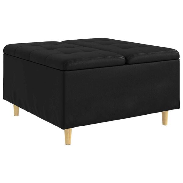 vidaXL Banqueta com almofada Preto 80 x 80 x 45 cm Couro sint&eacute;tico