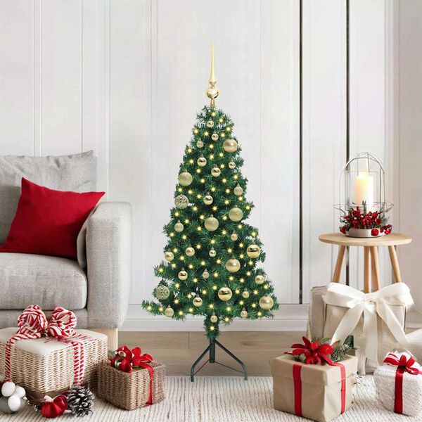 vidaXL &Aacute;rvore de Natal artificial de canto Verde 120 cm PVC e Metal