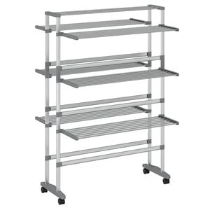 vidaXL Estendal de roupa com rodas 89x64x129 cm alum&iacute;nio