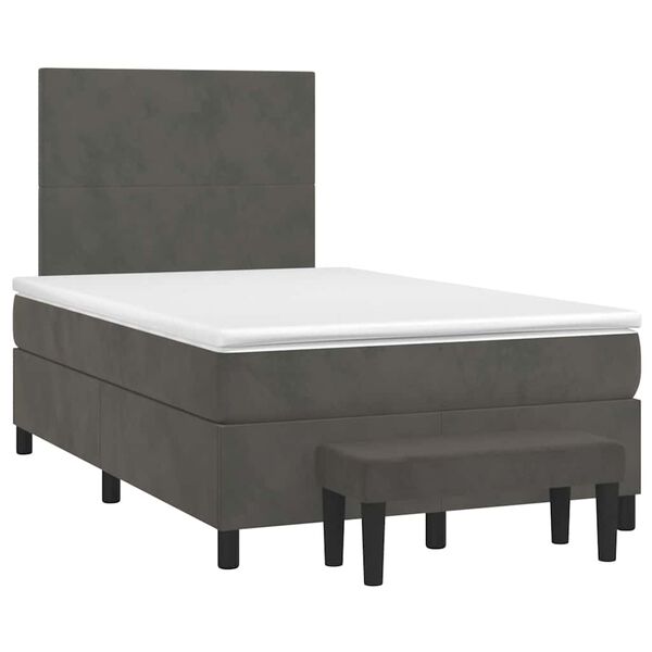 vidaXL Cama boxspring com colch&atilde;o 120x190 cm veludo cinzento-escuro