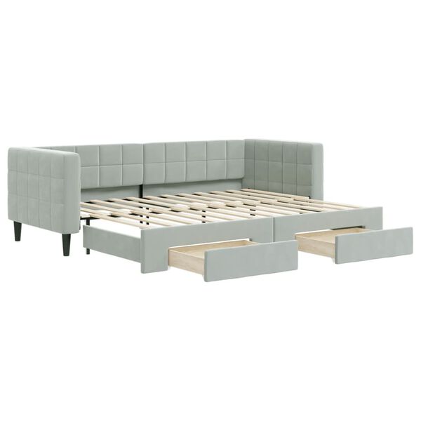 vidaXL Sofá-cama c/ gavetão e gavetas 80x200 cm veludo cinzento-claro