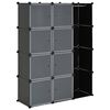 vidaXL Arm&aacute;rio pl&aacute;stico modular 9 gavetas 109x36,5x143 cm preto branco